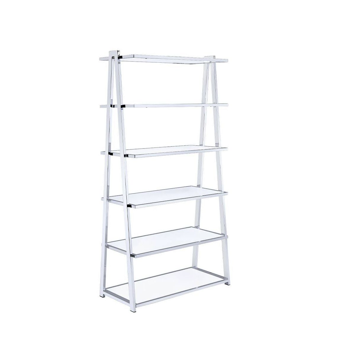 Acme Furniture 71" Coleen Decorative Bookshelf White High Gloss/Chrome Finish - thumbnail 8