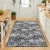 Washable Vintage Rug Non Slip Low Pile Rug Soft Floral Distressed Throw Floor Cover Foldable Indoor Carpet for Living Room Bedroom Playroom Nursery - 2 of 4