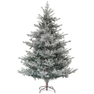 Aghana Digitals 7.5ft Snow-Flocked Nordic Pine Xmas Tree: Hinged, Flame-Retardant, Steel Base for - 1 of 4