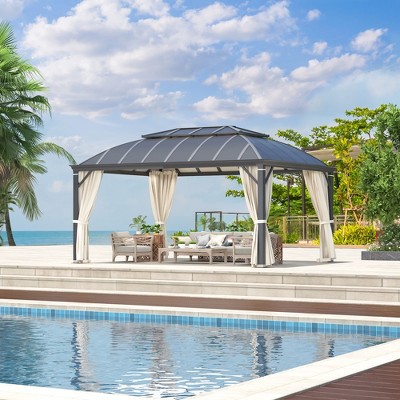 EROMMY 12'x16' Hardtop Aluminum Patio Gazebo with Curtains