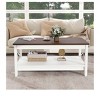 Farmhouse Coffee Table With Storage Wood 2 Tier Center Cocktail Table Living Room, White - 3 of 4