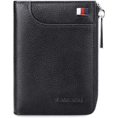 Paaaawaters Wallets for Men Genuine Leather,Slim Zipper Mens Wallet RFID Blocking with Front Pocket