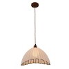 PAKOKULA Farmhouse 1-Light Brown Coastal style Scallop Edges Chandelier with Beige Fabric Shade for Kitchen Island Dining Room - 2 of 4