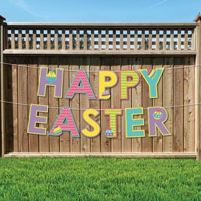 Big Dot of Happiness Hippity Hoppity - Large Easter Bunny Party Decorations - Happy Easter - Outdoor Letter Banner