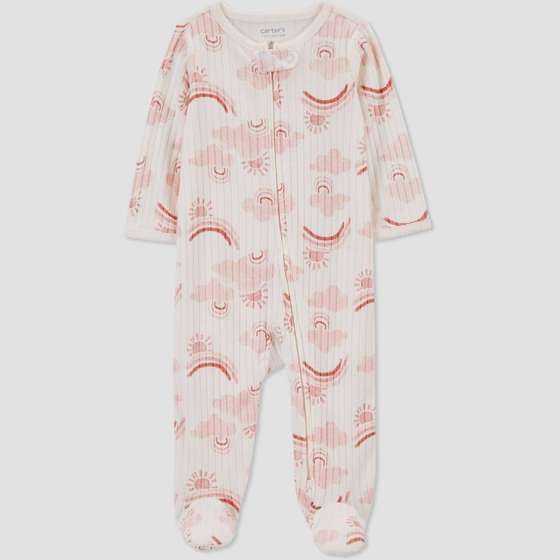 Carter's Just One You®️ Baby Girls' Rainbow Footed Pajama - White/Pink, 1 of 4