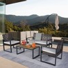 Hrinhom 4-Piece Patio Furniture Set,Modern Coffee Table with 2 Single Chairs and 1 Double Chair - 4 of 4
