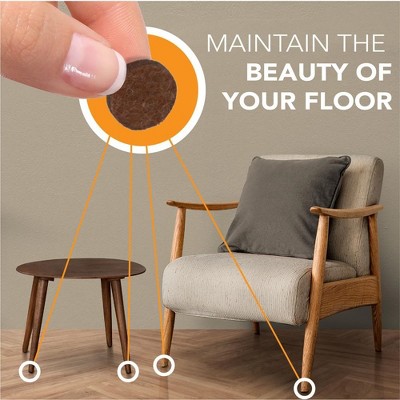 Brown 3/4" Round Felt Furniture Pads, 45 Pieces