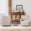 Set of 2 Swivel Accent Chair, Boucle Fabric Upholstered Armrest Chair with Metal Base, Striped Lounge Chair for Living Room, Bedroom-Koiai - 2 of 4