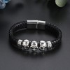 Skulls Bracelet Stainless Steel Biker Punk Goth Leather Mens Ginger Lyne Collection - 2 of 4