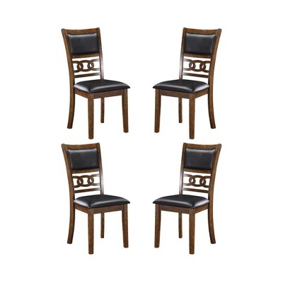New Classic Furniture, Gia Brown Wood Dining Chair with PU Seat (Set of 4)