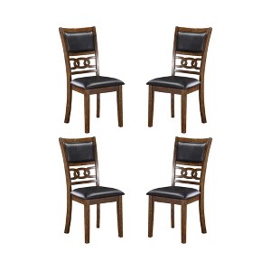 New Classic Furniture, Gia Brown Wood Dining Chair with PU Seat (Set of 4) - 1 of 4