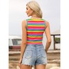 INSPIRE CHIC Women's Summer Striped Colorful Square Neck Slim Fit Sleeveless Crop Tank Tops - 3 of 4