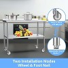 Winado 72 in. Stainless Steel Table With Undershelf, Backsplash and Wheels - 4 of 4