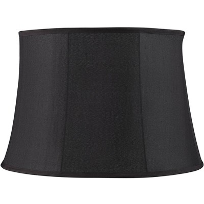 Springcrest Black Faux Silk Medium Tapered Drum Lamp Shade 15" Top x 18" Bottom x 12" Slant x 12" High (Spider) Replacement with Harp and Finial