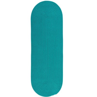 Colonial Mills Reversible Flat-Braid (Oval) Runner Braided Runner, Aqua 2'4"x12', Oval Shape