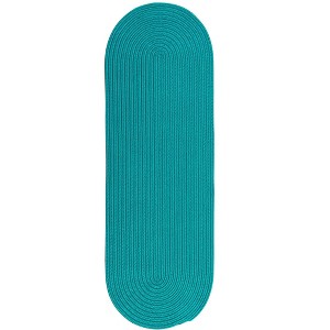 Colonial Mills Reversible Flat-Braid (Oval) Runner Braided Runner, Aqua 2'4"x6', Oval Shape - 1 of 3