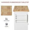 Okak Farmhouse Kitchen Island with Rubberwood Top, Kitchen Cart with Spice Rack, Towel Rack and Drawers, Countertop Organizer for Kitchen - 3 of 4