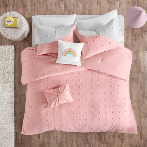 Styrke Bryggeri Susteen Twin Kelsey Cotton Jacquard Pom Pom Comforter Set Pink : Target
