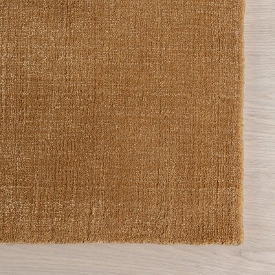 Handmade Wheat Solid Wool Rectangular Area Rug, 5' x 8'