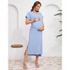 Women's Maternity Summer Dress Short Sleeve Crew Neck Pregnancy Clothe Fine Ribbed Baby Shower Dress - 4 of 4