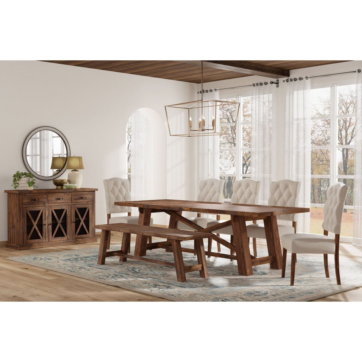 Newberry Parson Dining Chairs (Set of 2) in Medium Brown | Alpine - thumbnail 5
