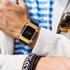 Insten Watch Band with Rugged Bumper Case For Apple Watch 44mm Series 6 SE 5 4, Replacement Strap, Black/Gold - 2 of 4