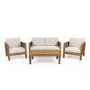 Chic Crate-Teak Outdoor Patio Set - 4-Seater Wicker Chat Sofa with Removable Cushions, Beige & Khaki - 3 of 4