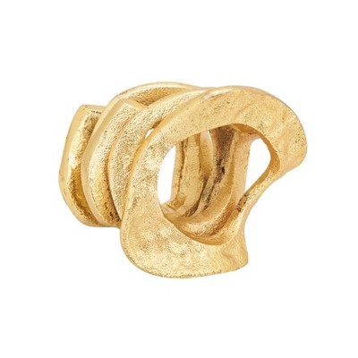 Saro Lifestyle Napkin Rings With Wavy Stacked Design, Gold, (set Of 12 ...