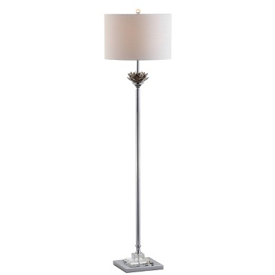 59" Crystal/Metal Amelia Lotus Floor Lamp (Includes LED Light Bulb) Gray - JONATHAN Y