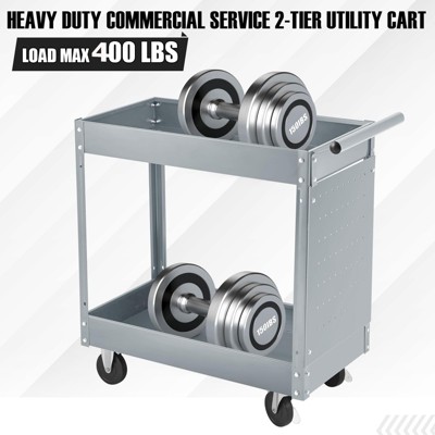 2 Tray Tool Cart, 400 LBS Capacity Rolling Tool Carts On Wheels, Heavy Duty Utility Cart with Pegboard, Mechanic Tool Storage Cart