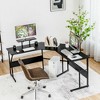 Costway 88.5'' L Shaped Reversible Computer Desk 2 Person Long Table Monitor Stand - 2 of 4