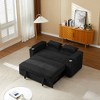 Fabric Sleeper Sofa Bed with Convertible Pull-Out Bed and Armrests with Cup Holders - 3 of 4