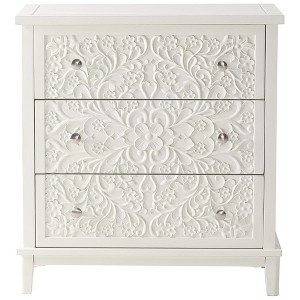 COZAYH 3-Drawer Flower Motif Dresser for Home & Bedroom, Fully Assembled, White - 1 of 4