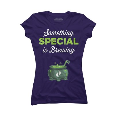 Junior's Design By Humans Halloween Pregnancy Shirt Mom To Be Something Is Brewing By VitMon T-Shirt