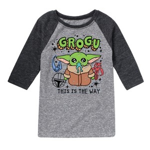 Boys' - The Mandalorian - Grogu Notebook Raglan Graphic T-Shirt - 1 of 4