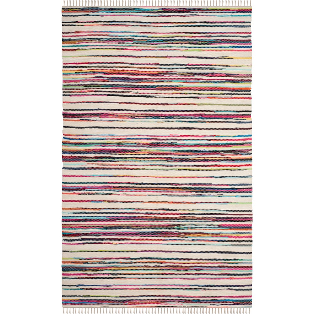 6'x9' Stripe Woven Area Rug Ivory/Pink - Safavieh