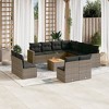 vidaXL 12 Piece Patio Sofa Set with Cushions Poly Rattan - Gray - 2 of 4