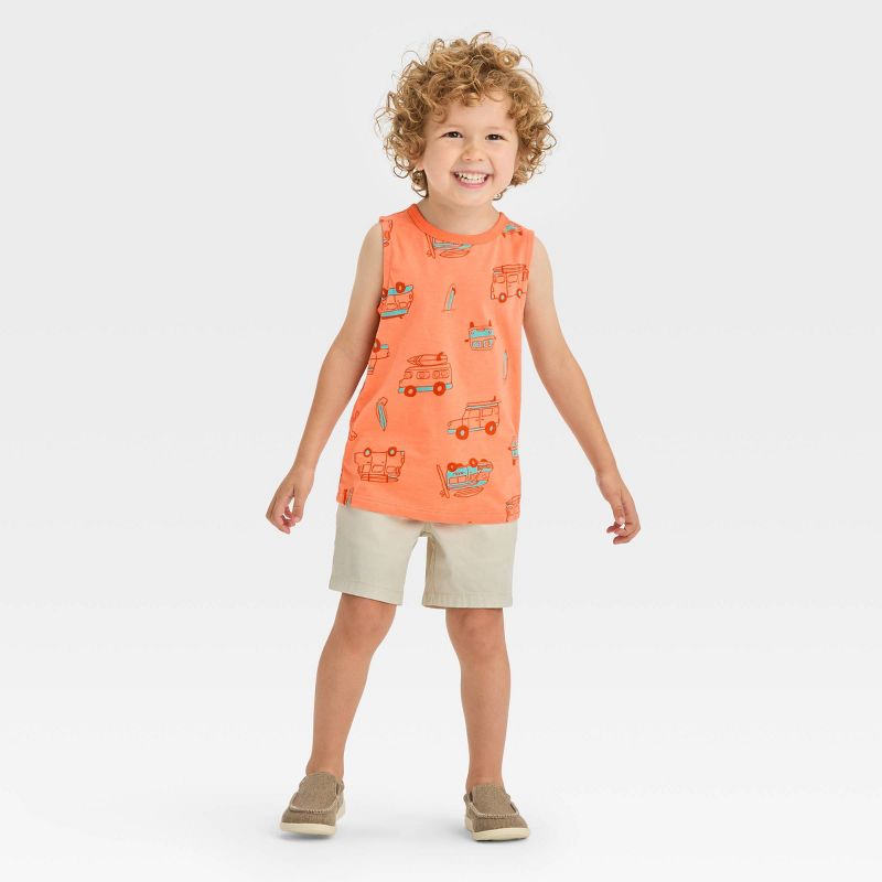 Toddler Boys' Van Tank Top - Cat & Jack™ Melon Orange, 4 of 5