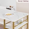 Bar Stools Set of , Upholstered Barstools with Metal Legs, Footrest & Backrest, PU Seat, Kitchen Height Chairs - 3 of 4