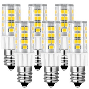 Luxrite E12 LED Bulb T4/T3, 40W Equivalent, 5000K Bright White, 500 Lumens, Mini Candelabra LED Bulb, Dimmable, ETL Listed  6 Pack - 1 of 4