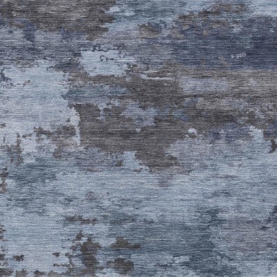 HomeRoots 8' X 10' Blue And Charcoal Abstract Washable Indoor Outdoor Area Rug