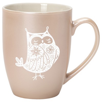 Elanze Designs 10 Ounce Metallic Finish New Bone China Tea Coffee Cup Mug� Precious Pearl Garden of Flowers Owl