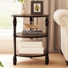 Homhougo Round End Table with Storage Shelves, 3-Tier Round Farmhouse Side Table w/Mental Support Legs, Rustic End Table Accent Nighstands Brown - 4 of 4
