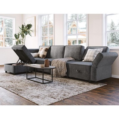 Chenille Reversible Sectional Sofa, 9-Seater Modular Sectional Sofa, U-Shape Modular Couch Storage Seats Ottomans with Chaise