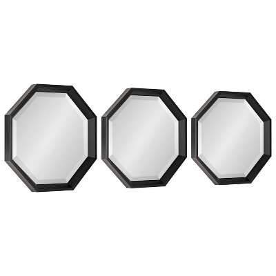 3pc Calder Wall Mirror Set Black - Kate & Laurel All Things Decor