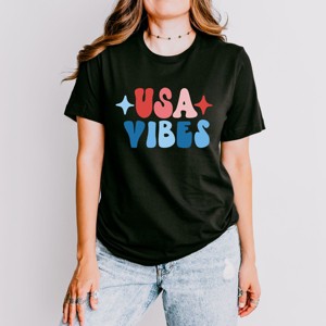 Simply Sage Market USA Vibes Bubble Short Sleeve Tee - S - Black - 1 of 4