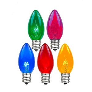 Novelty Lights Twinkle C9 Incandescent Traditional Vintage Christmas Replacement Bulbs 25 Pack - 1 of 4