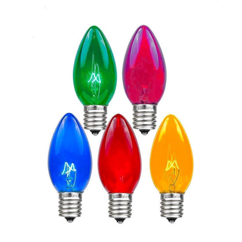 Novelty Lights Twinkle C9 Incandescent Traditional Vintage Christmas Replacement Bulbs 25 Pack, 1 of 5