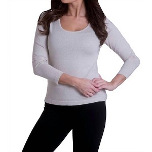 Women's Long Sleeve Scoop Neck Top - ANGEL - 1 of 2