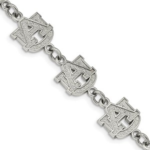 Black Bow Jewelry Stainless Steel Auburn Tigers NCAA charm Bracelet 8 Inch - 1 of 4